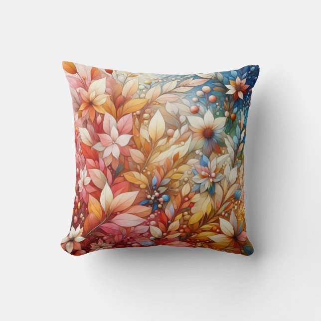 “Autumn Symphony: A Floral Illustration” Cushion (Front)