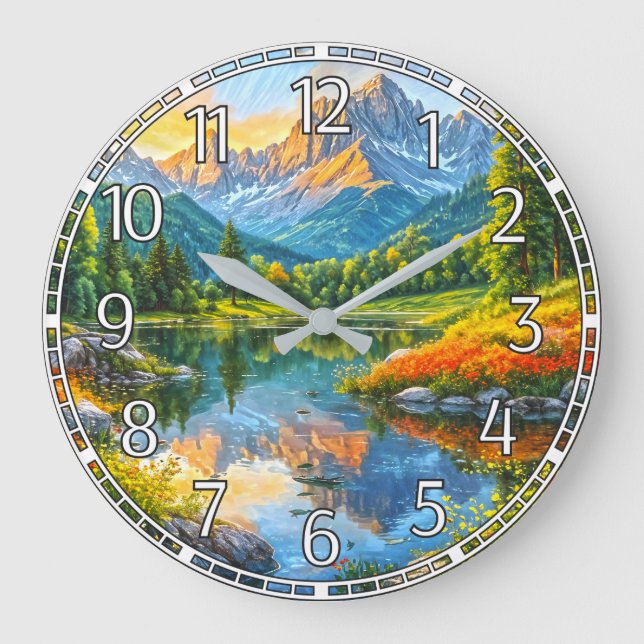 Autumn Symphony.  Floral Harmony of Nature. Large Clock (Front)