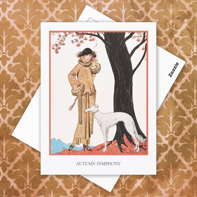 Autumn Symphony George Barbier Fashion Postcard (Creator Uploaded)