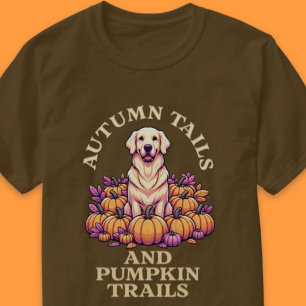 Autumn Tails and Pumpkin Trails Golden Retriever T-Shirt
