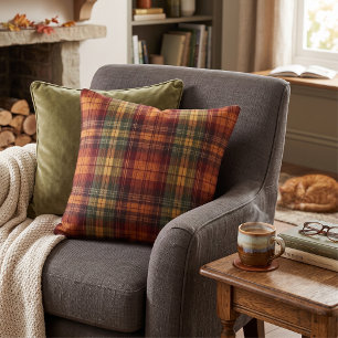 Autumn Tartan Plaid - Fall Rustic Harvest Cushion