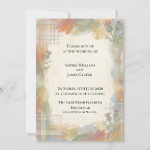 Autumn Tartan Thistle Wedding Invitation