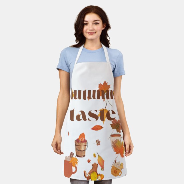 Autumn Taste Fall Harvest Apron with Coffee & Mapl (Worn)
