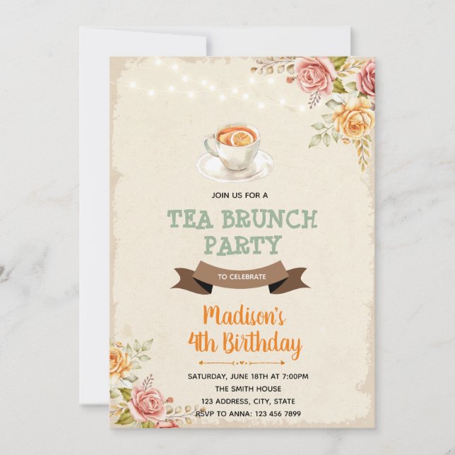 Autumn tea and brunch party Invitation (Front)