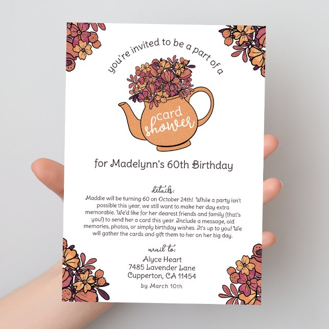 Autumn Teapot 60th Birthday Card Shower by Mail (Creator Uploaded)