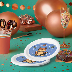 Autumn Teddy Bear Paper Plate