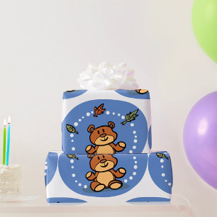 Autumn Teddy Bear Wrapping Paper