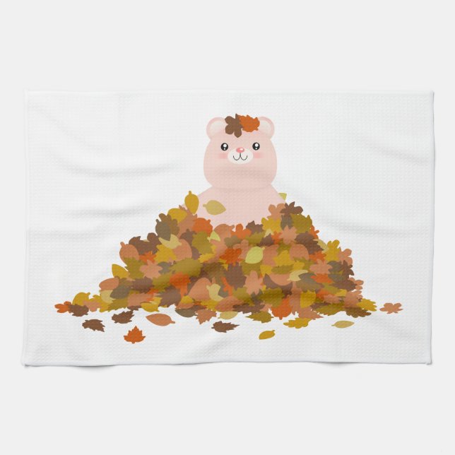Autumn Teddybear 2 Tea Towel (Horizontal)