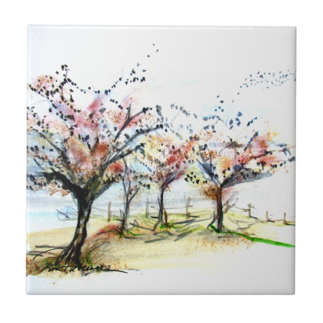 Autumn Tees & Birds Tile (Front)