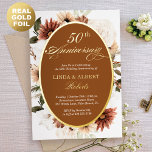 Autumn Terracotta Floral Wedding Anniversary Gold<br><div class="desc">Customised this "Autumn Terracotta Floral Oval Frame Real Foil Invitation" to take your wedding anniversary invite to the next level. All of the text and frame are made with Real Metallic Foil and it's perfect for adding a bit of luxury. 1. === Editing ===> You can further modify this template...</div>