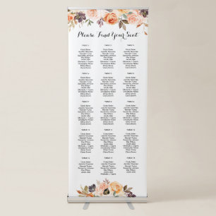 Autumn Terracotta Orange Floral Seating Chart Retractable Banner