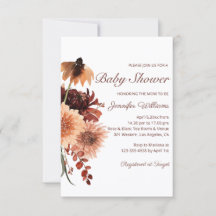 Autumn Terracotta Rust Floral Baby Shower
