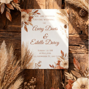 Autumn Terracotta Wedding Invitation Rustic Fall
