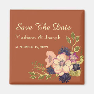 Autumn Terracotta Wedding Save The Date Invitation Magnet