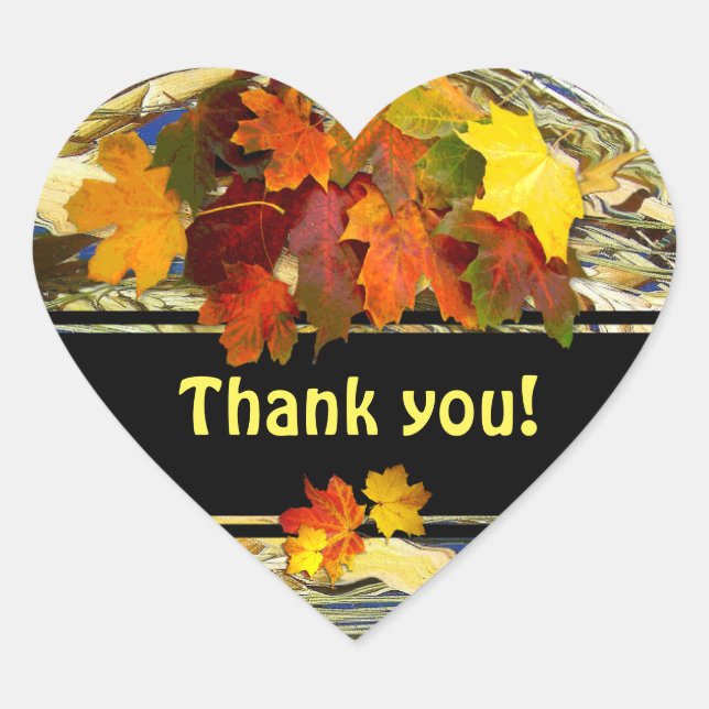 Autumn Thank You Heart Heart Sticker (Front)