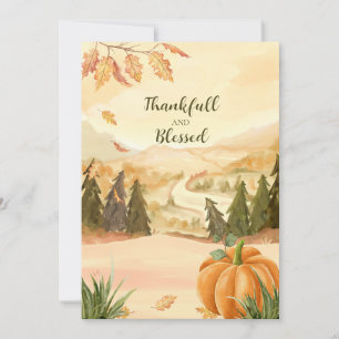 Autumn thankful and blessed for thanksgiving holiday card