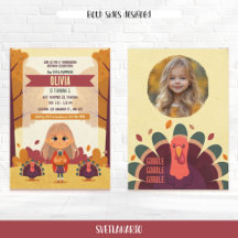 Autumn Thanksgiving Birthday Photo Invitation