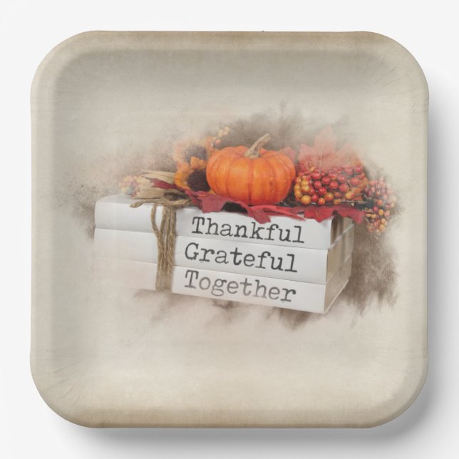 Autumn Thanksgiving Books   Paper Plate (Front)