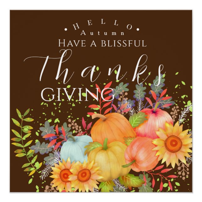 Autumn Thanksgiving Brown Poster (Front)
