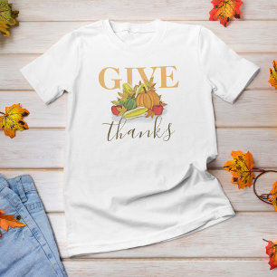 Autumn Thanksgiving Cornucopia Give Thanks T-Shirt