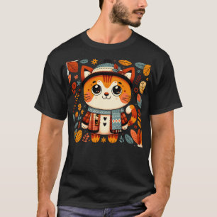 Autumn Thanksgiving Funny cat Fall T-Shirt