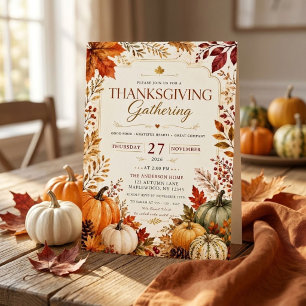 Autumn Thanksgiving Gathering Dinner Party Invitation
