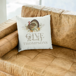 Autumn Thanksgiving Give Thanks Cushion