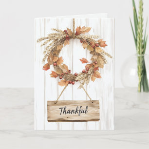 Autumn Thanksgiving Grateful Wreath   Card