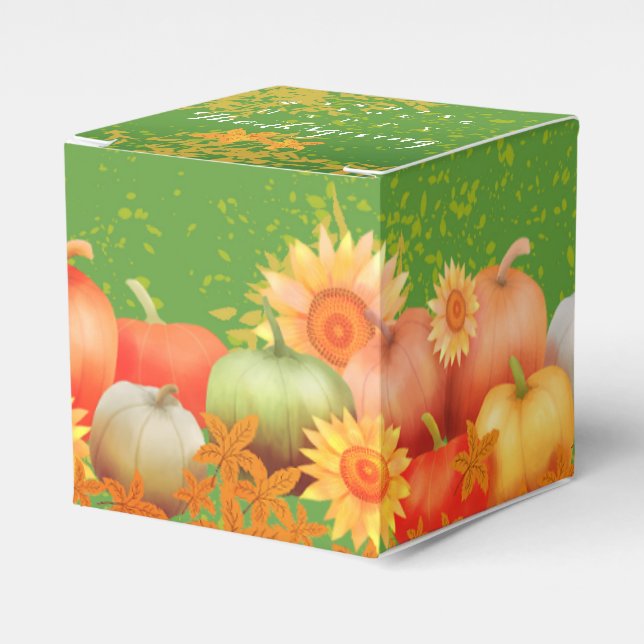 Autumn Thanksgiving Green Favour Box (Front Side)