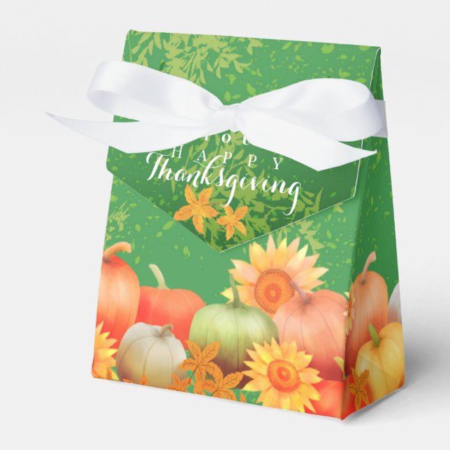 Autumn Thanksgiving Green Favour Box (Front Side)
