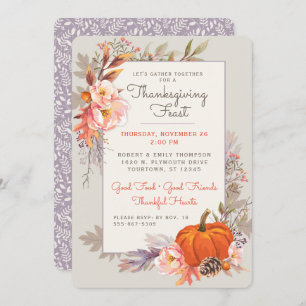 Autumn   Thanksgiving Harvest Botanical Invitation