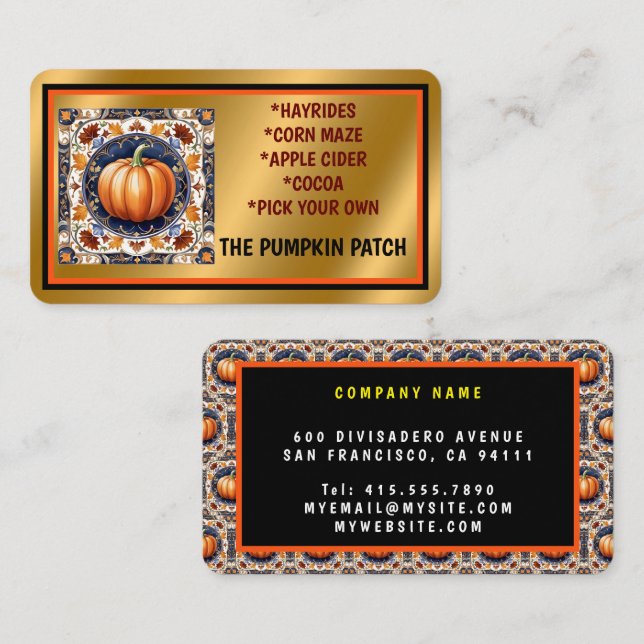 Autumn Thanksgiving Modern Pumpkin Collection Business Card (Front/Back)