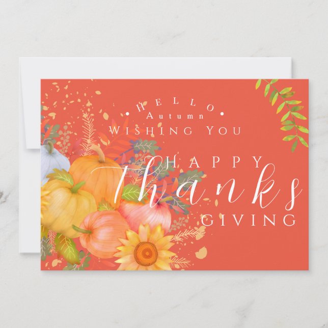 Autumn Thanksgiving Orange Greeting Card (Front)