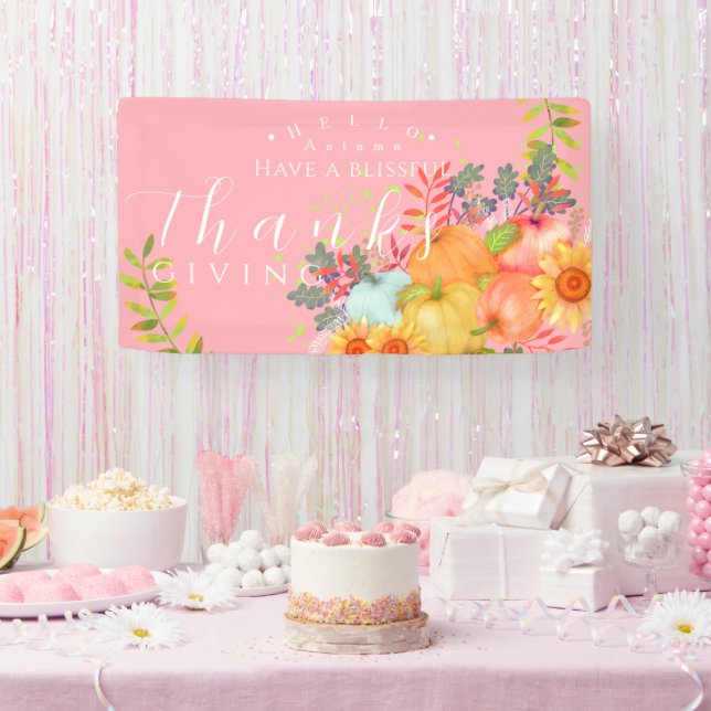 Autumn Thanksgiving PInk Banner (Party)