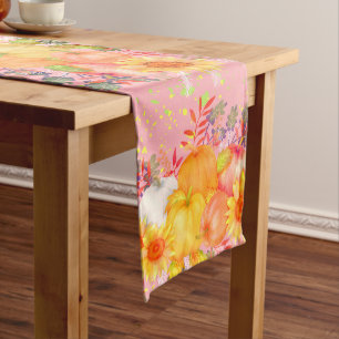 Autumn Thanksgiving Pink Medium Table Runner