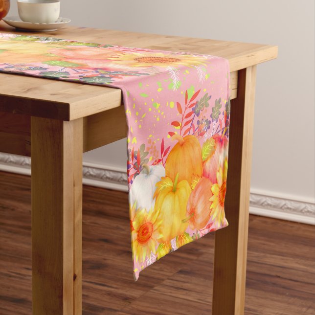 Autumn Thanksgiving Pink Medium Table Runner (In Situ)