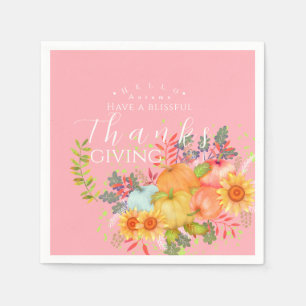 Autumn Thanksgiving Pink Napkin