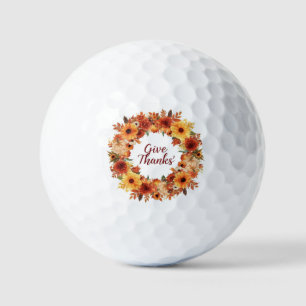 Autumn Thanksgiving Pumpkin and flowers Golf Balls