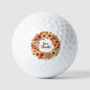 Autumn Thanksgiving Pumpkin and flowers Golf Balls