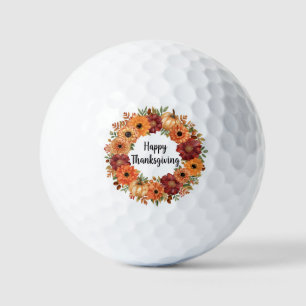 Autumn Thanksgiving Pumpkin and flowers Golf Balls