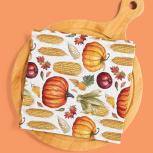Autumn Thanksgiving Pumpkin Corn Food Tea Towel
