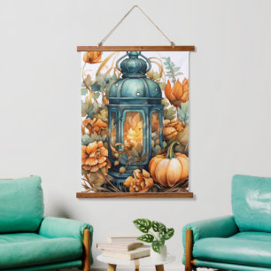 Autumn Thanksgiving Pumpkin Lantern Harvest Hanging Tapestry