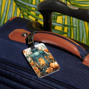 Autumn Thanksgiving Pumpkin Lantern Harvest Luggage Tag