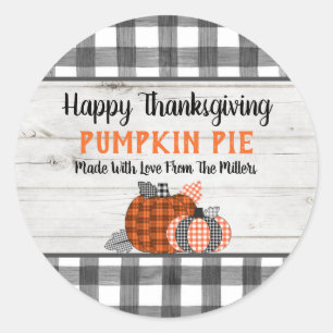 Autumn Thanksgiving Pumpkin Pie Classic Round Sticker