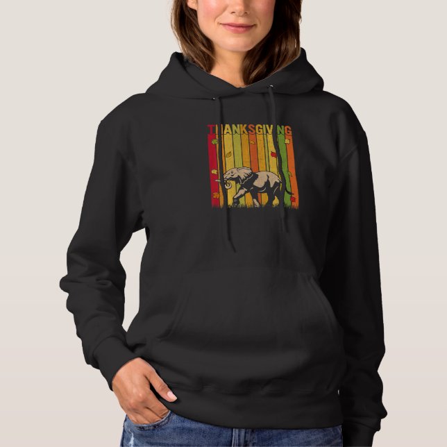 Autumn Thanksgiving Retro Cute Elephant  Thanksgiv Hoodie (Front)