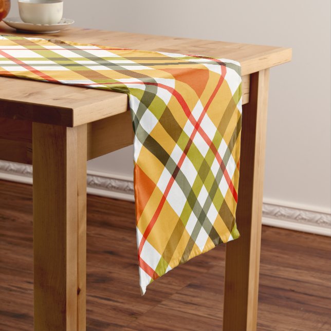 Autumn Thanksgiving Slant Plaid Short Table Runner (In Situ)