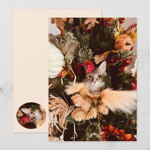 Autumn The Cat Poses for Fall Flat Card