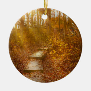 Autumn - The morning hike Ceramic Tree Decoration