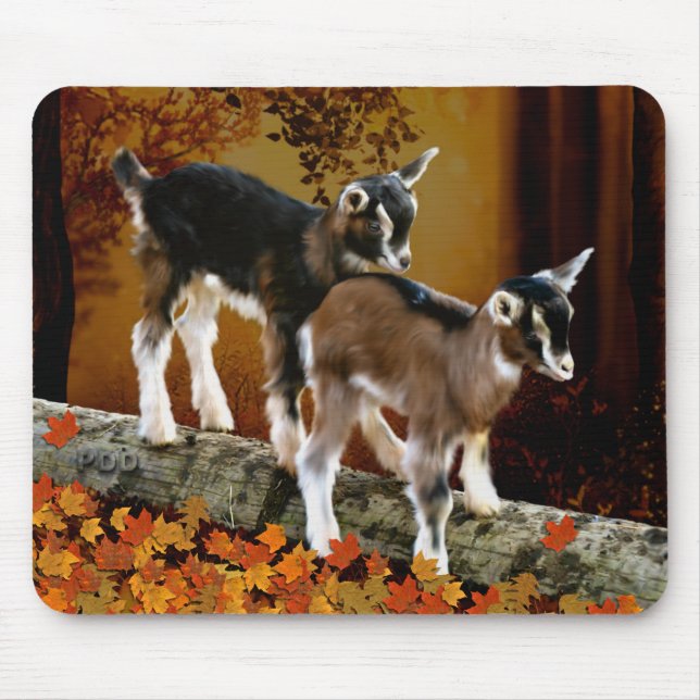 Autumn Theme Baby Goats Mouse Mat (Front)