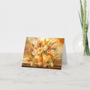 Autumn Theme Floral Bouquet  Thank You Card